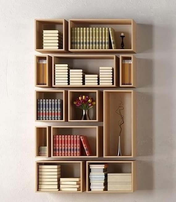 Bookcasefloating Bookshelfbookshelvesasymmetrical Etsy