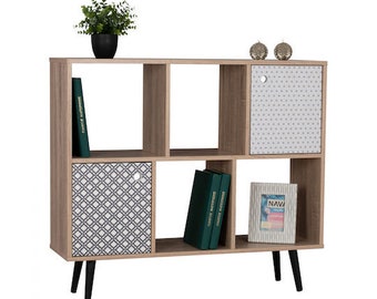 low bookshelves,modern bookshelf,contemporary bookcase,livingroom furniture,geometric shelves