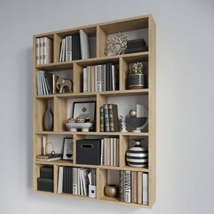 Modular Floating Wall Bookshelf: Handmade Modern Furniture