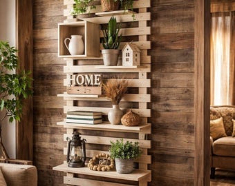 Wooden Plant Wall Shelf: Customizable Indoor Vertical Garden