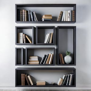 Modern Melamine Wall Bookshelf Set: Customizable Floating Shelves