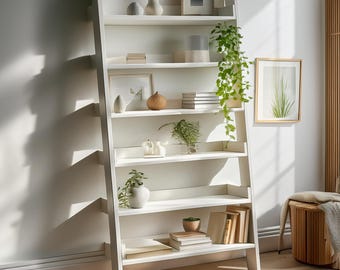 Ladderplank: moderne, scheve boekenplank, aangepast formaat open planken