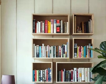 Asymmetrical Wall Bookshelf: Modern Modular Shelves, Handmade Furniture