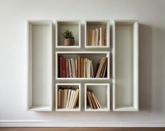 Wall Bookshelf Asymmetrical Floating Shelves Modern Bookcase