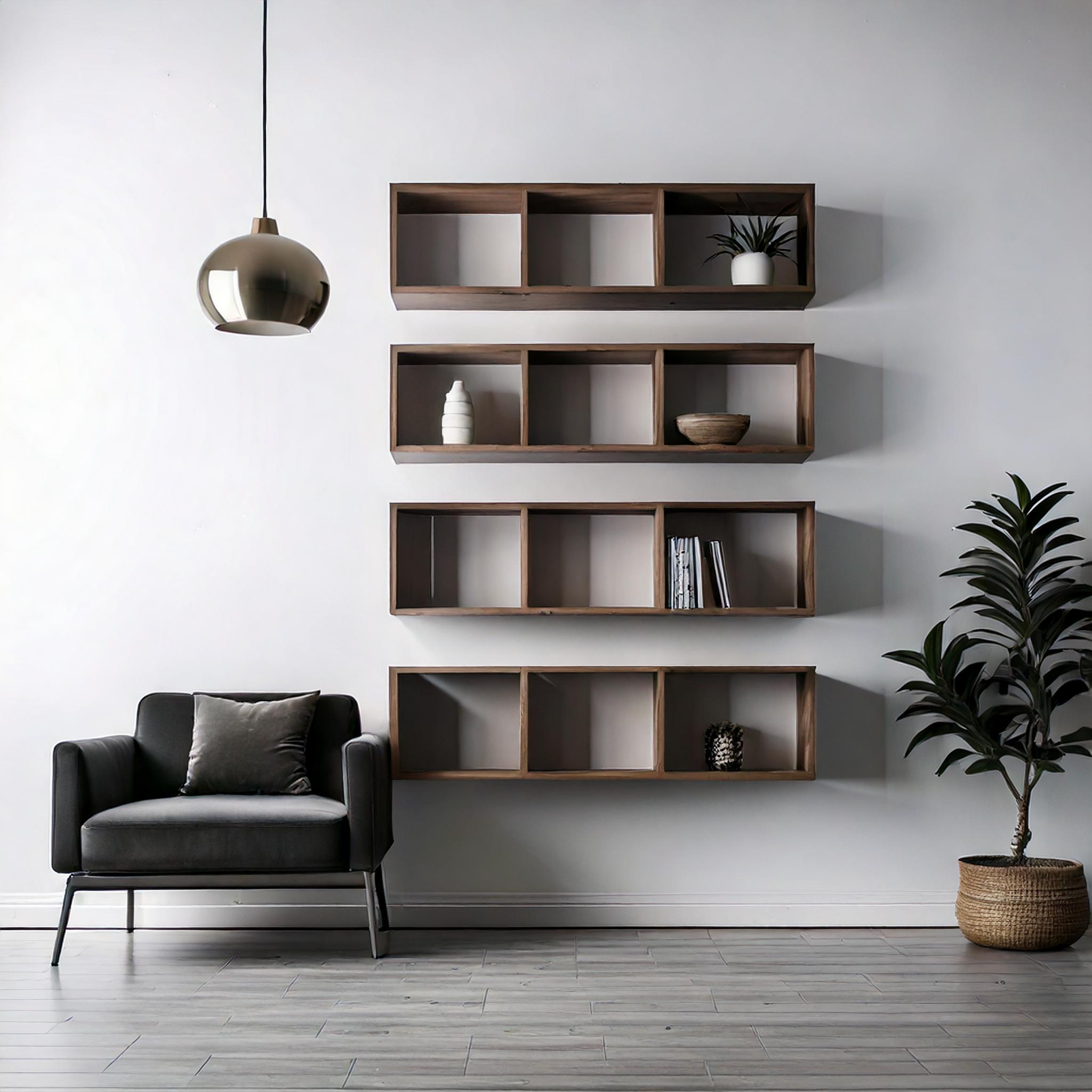 Floating Wall Bookshelves: Modern Minimalist Shelves, Geometric ...