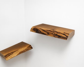 Live Edge Floating Shelf: Rustic Solid Wood Wall Shelves