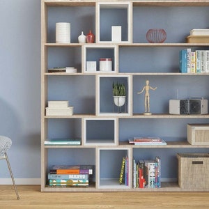 Étagère pour salon étagère modulable étagère asymétrique meubles faits main étagère étagère double face séparateur de pièce