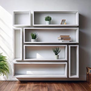 Modern Wall Bookshelf: Modular Floating Shelves, Minimal Shelves