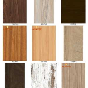 May include: Nine different wood grain patterns, each with a unique color and texture. The wood grains are arranged in a grid pattern, with three rows and three columns. The wood grains are all natural and have a variety of knots and grains.