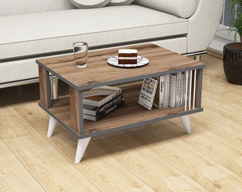Rectangular Walnut Coffee Table,small coffee table,coffee table with storage,livingroom furniture