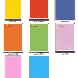 Pu&ograve; includere: Una collezione di nove campioni di colore, ognuno rappresentante un colore diverso. I colori sono: giallo, rosso, blu, arancione, verde, rosa, rosa, blu e azzurro. Ogni campione ha il nome del colore scritto sotto.