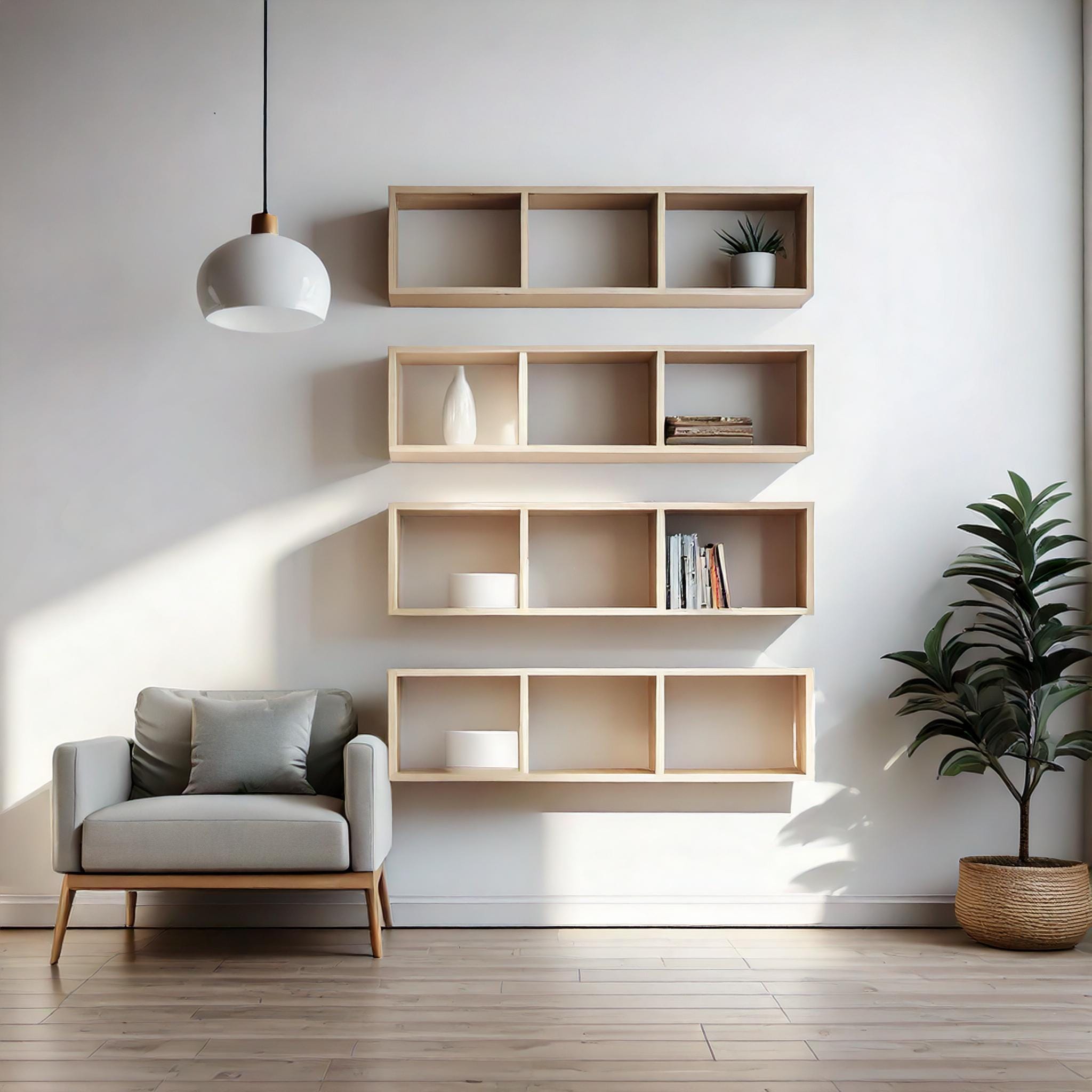 Floating Wall Bookshelves: Modern Minimalist Shelves, Geometric ...