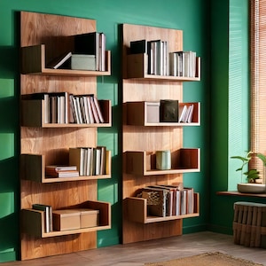 Floating Wall Shelves – Custom Size Color–Modern Minimal Shelf for Books & Plants