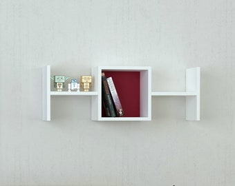 Handmade White Floating Wall Shelf: Melamine Decorative Shelves