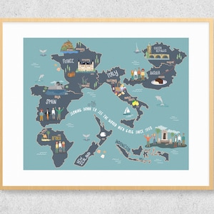 Benutzerdefinierte illustrierte Reisekarte