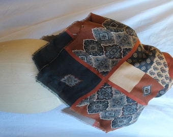 Brown patchwork patterned scarf REF 885