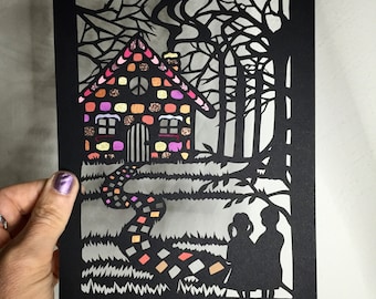 Hansel and Gretel papercut art - fairytale - Brothers Grim