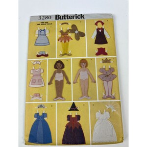 VTG Butterick 3280 12&quot; Fabric &quot;Paper&quot; Doll & Clothes Patter One Size Uncut Factory Folded