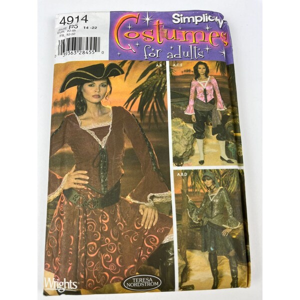 Simplicity 4914 Pirate Costumes for Adults Size 14-22 UNCUT Cosplay LARP