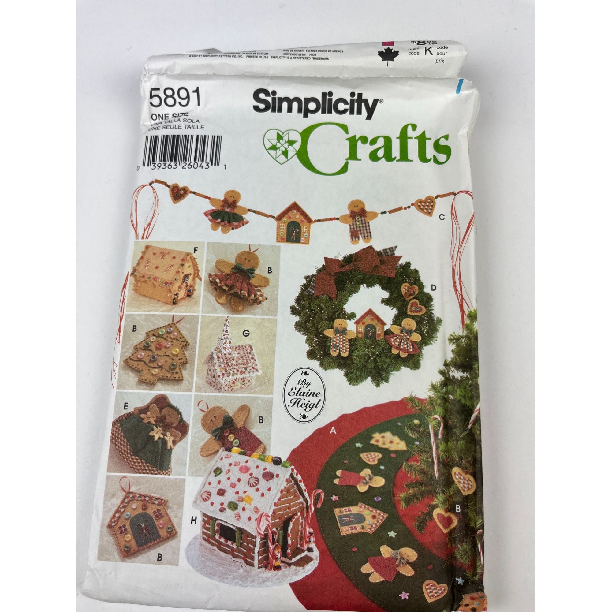 VTG Simplicity Crafts 5891 No Sew Tree Topper Ornaments Tree Skirt