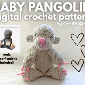 Pangolin Crochet Pattern + Mole Modification | Beginner Amigurumi PDF | Unique Animal Plush