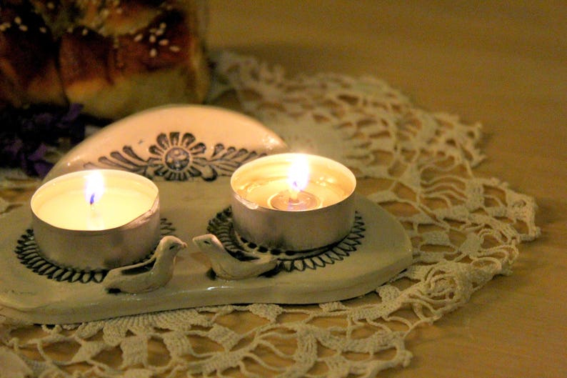 Sabbath Candle Holder Love birds candles Earthy Shabbos Etsy