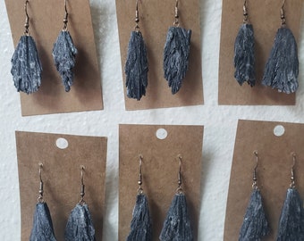 Black kyanite earrings