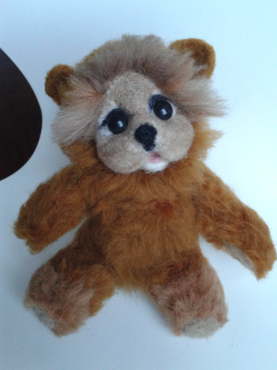 Rowanberry needle felted teddy bear pit decor felted small teddy bear from 100 /% carded wool with felted decor Khokhloma rowan wild ash