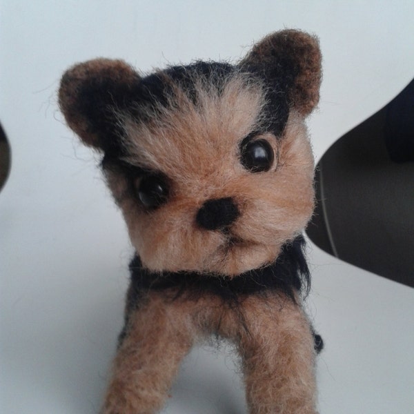 Needle felted dog,felted Yorkie Yorkshire Terrier dog, Yorkie puppy, Tea cup puppy, cute puppy,