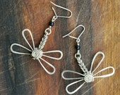 dragonfly earrings with natural stone ,moonstone, insect,butterfly, wings, or her, elegant earrings, amuleth, silver dragonfly, buterflay,
