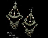 lange filigrane Ohrringe mit rosa Perle