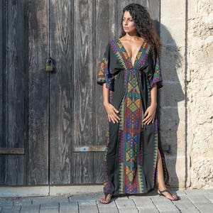 Desert wind dress/boho maxi dress/kaftan/long dress/open back maxi dress/dress with sleeves image 1