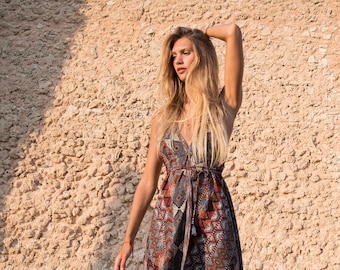 Buy Boho Short Dress/women's Summer Dress/tribal Print/open Back