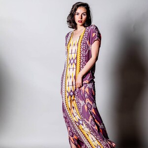 Long kaftan dress for woman | Maxi galabia dress | Boho long dress for woman with short sleeves | Loose Plus size |  Hippie, Festival