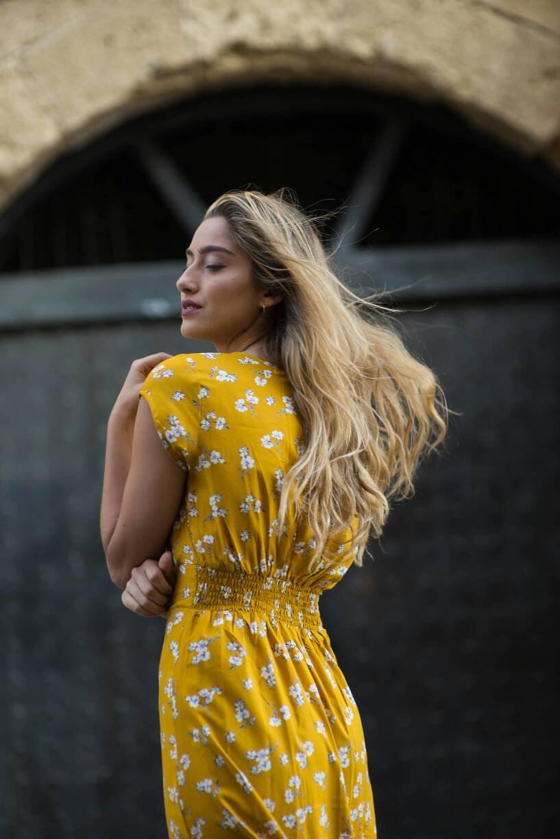 Long Yellow Dress for Woman With Floral Print/summer | Etsy