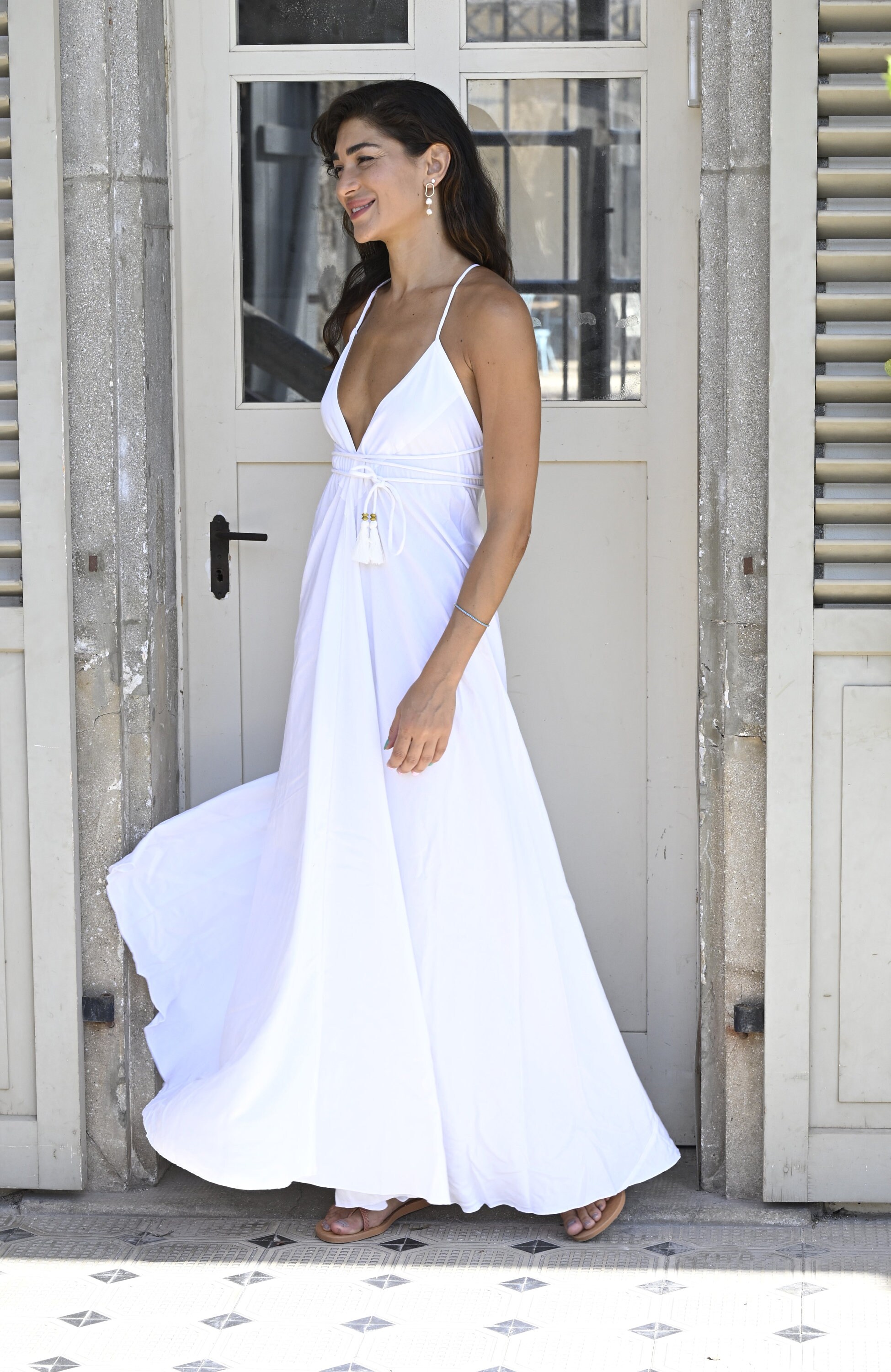 white maxi dress near me Main Attraction Cami Strap Maxi Dress White
