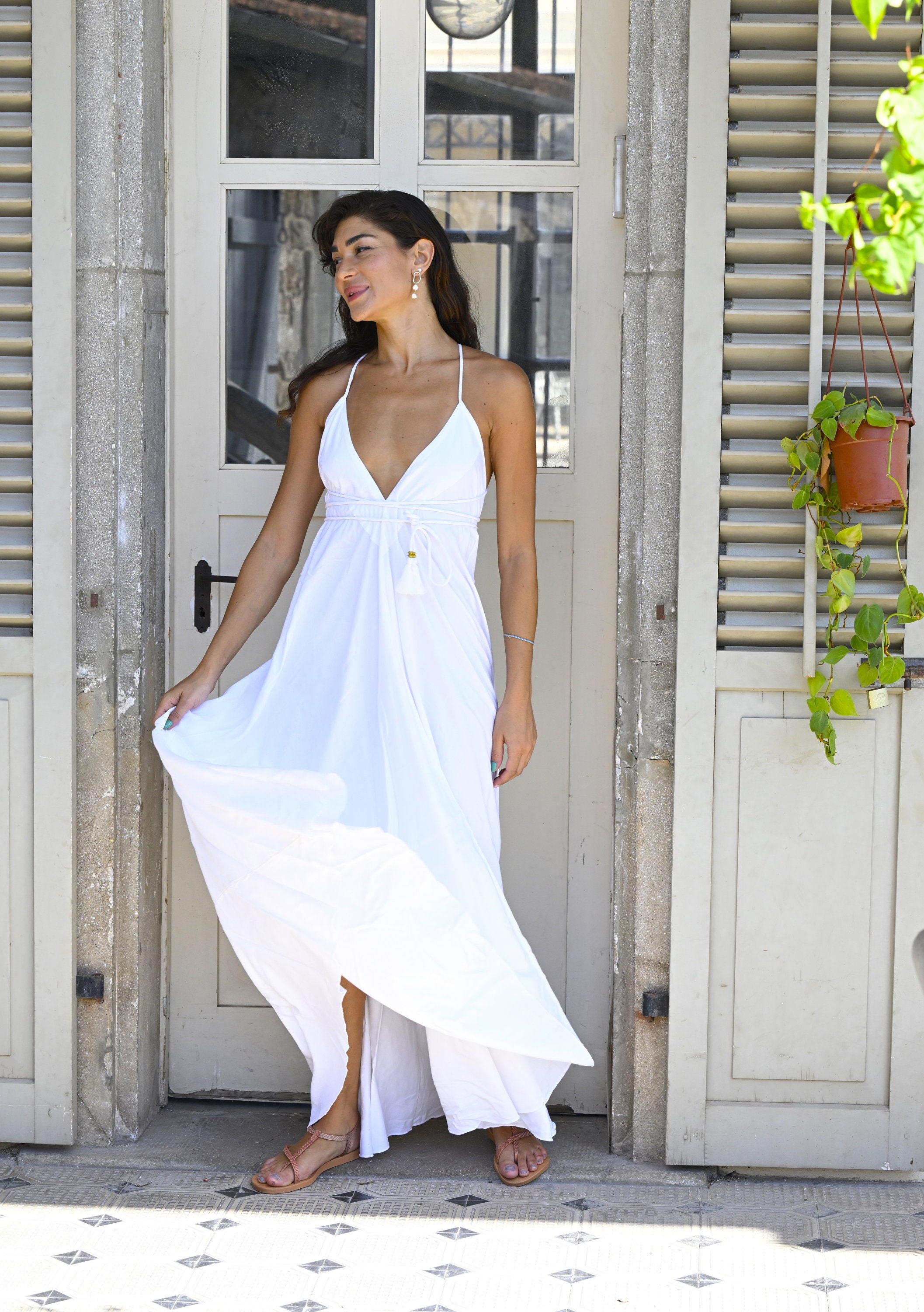 green emerald velvet dress Angelic Chaos White Tiered Maxi Dress | Ruffle Tiered Cami Maxi main image 1