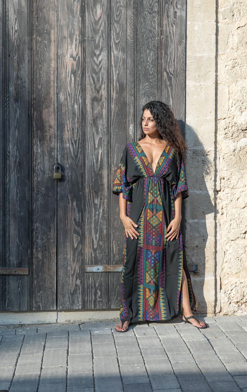 Desert wind dress/boho maxi dress/kaftan/long dress/open back maxi dress/dress with sleeves image 1