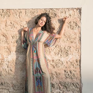 Desert wind dress/boho maxi dress/kaftan/long dress/open back maxi dress/dress with sleeves image 5