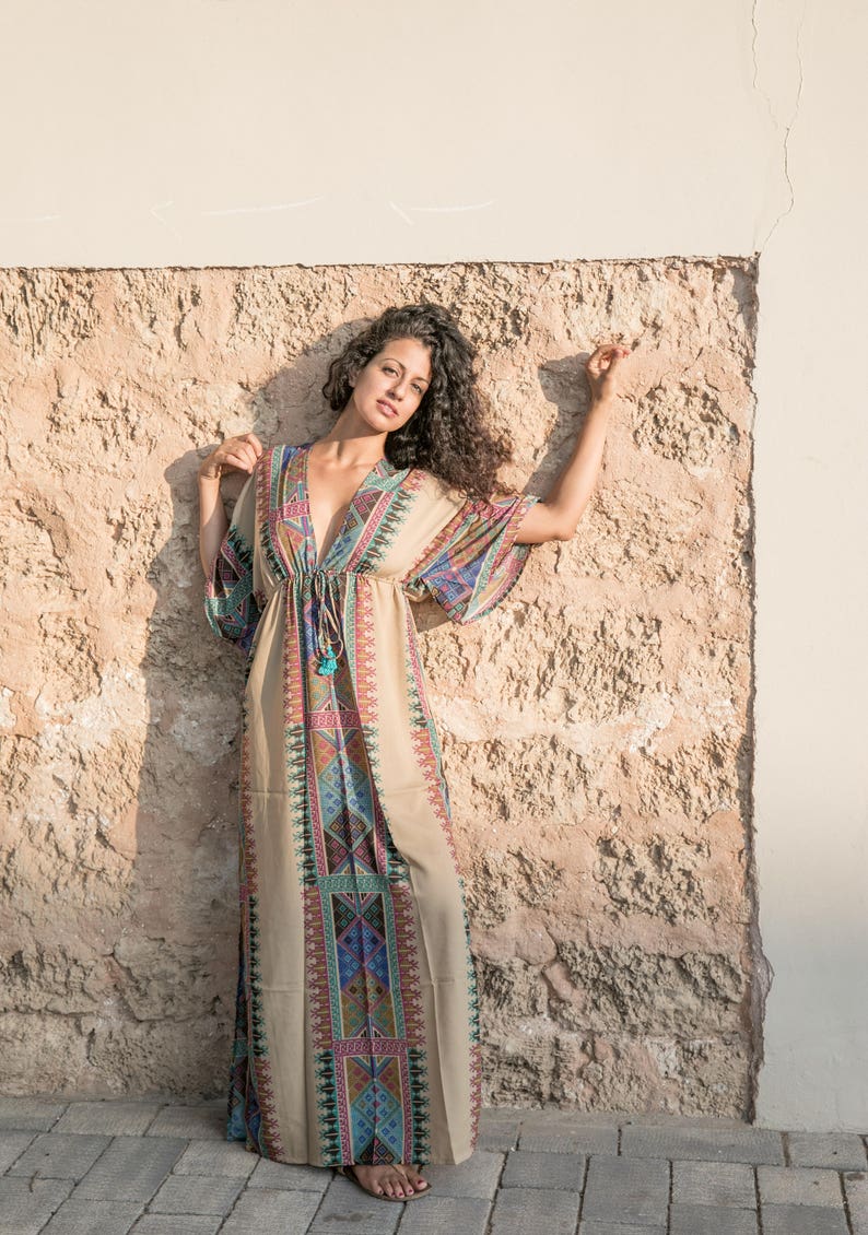 Desert wind dress/boho maxi dress/kaftan/long dress/open back maxi dress/dress with sleeves image 5