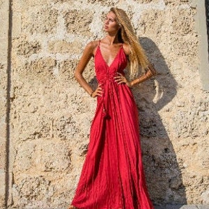 Black/Red/White halter maxi dress for woman Open back dress Evening dress Prom Dress Bohemian Clothing Backless dress Wedding Red