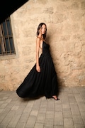 Black/Red/White halter maxi dress for woman | Open back dress | Evening dress | Prom Dress | Bohemian Clothing | Backless dress | Wedding product logo
