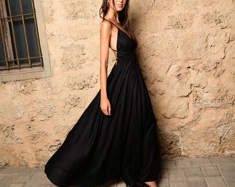 Black/Red/White halter maxi dress for woman | Open back dress | Evening dress | Prom Dress | Bohemian Clothing | Backless dress | Wedding