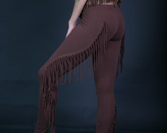 Indianer Stil Leggings/Hosen/Hosen/Hosen/Satin/braun/schwarz/braun/schwarz/tribal/hippie/Strumpfhose/Boho Hose/Hosen