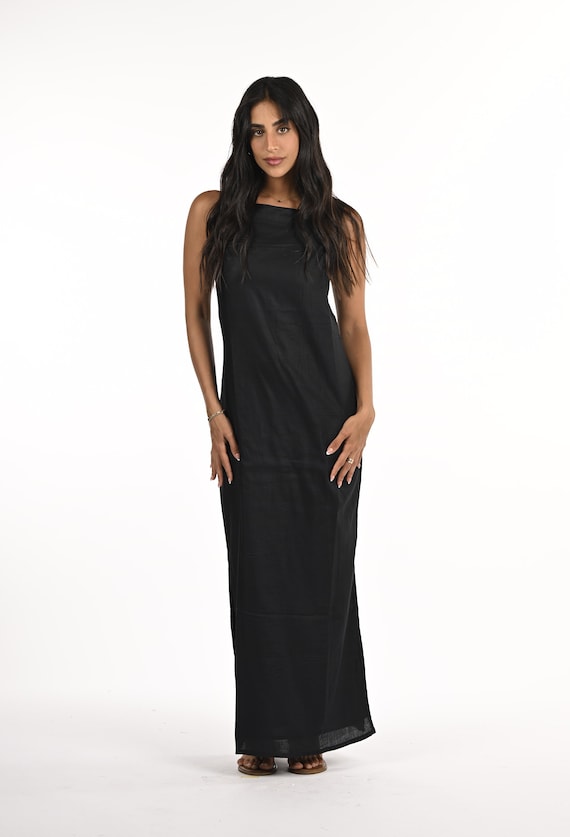 knee length dresses for ladies Pinot Grigio Long Sleeve Lace Maxi Dress Black main image 0