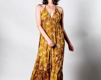 Long Boho Maxi Dress | Yellow Mustard Open Back Summer Maxi Dress | Prom  Dress | Hippie Dress | Pregnancy Dress | Vacation, Bridesmaid, Rave - Etsy