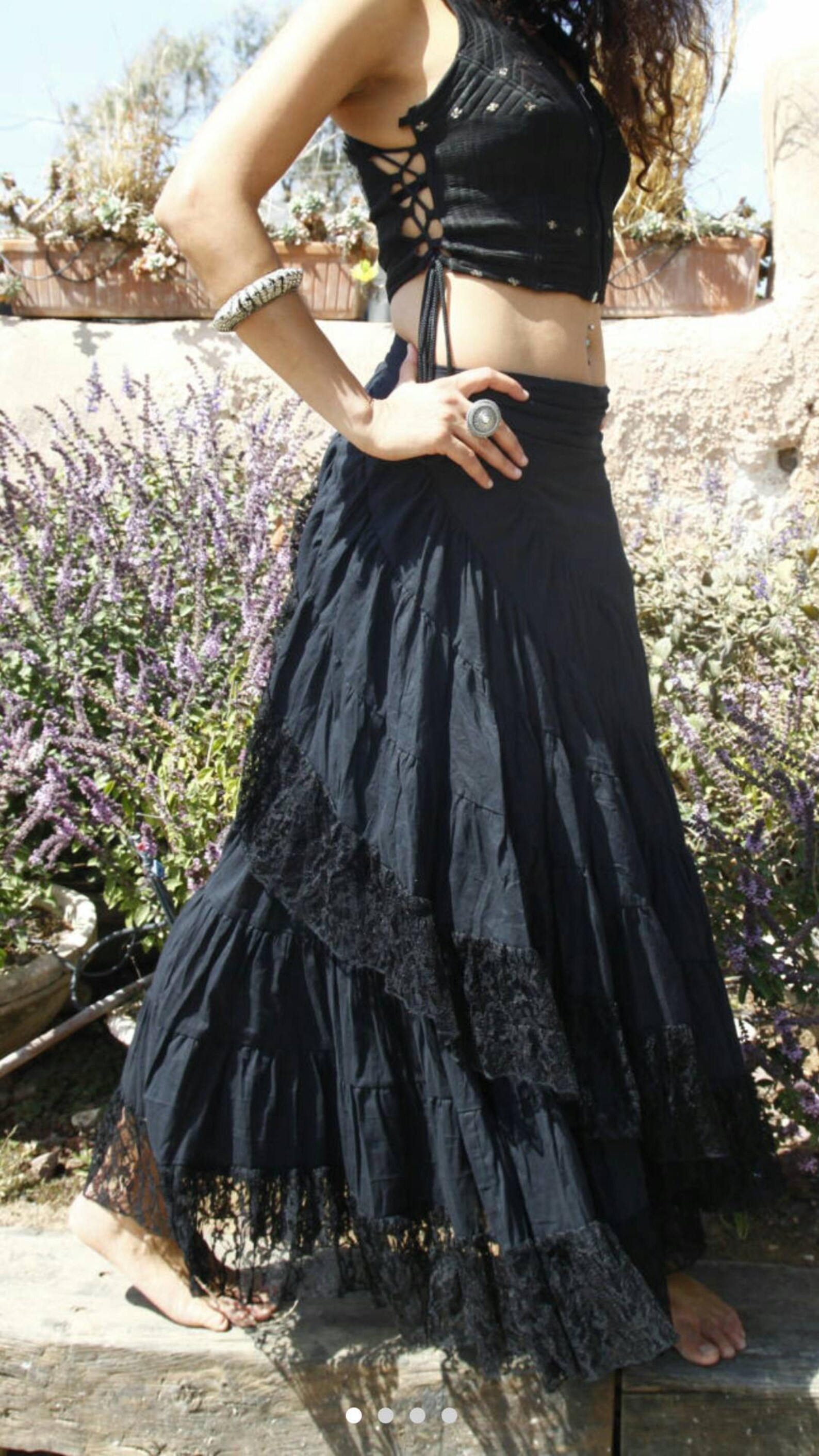 Black bohemian maxi skirt/black gypsy skirt/boho skirt/cotton Etsy