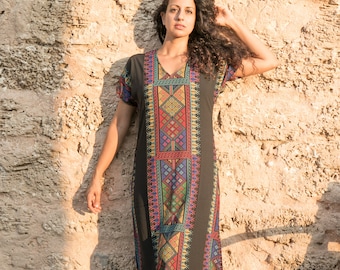 Boho maxi dress, royal printed kaftan/ galabia/ sleeve long dress/ ethnic dress/ long summer dress  for woman