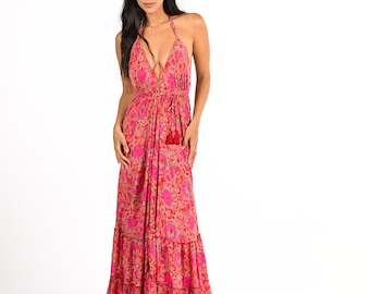 pink floral maxi dress bridesmaid Zula Maxi Dress