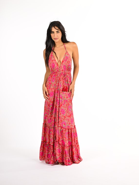 Pink Boho Halter Summer Dress Pink Boho Halter Summer Dress